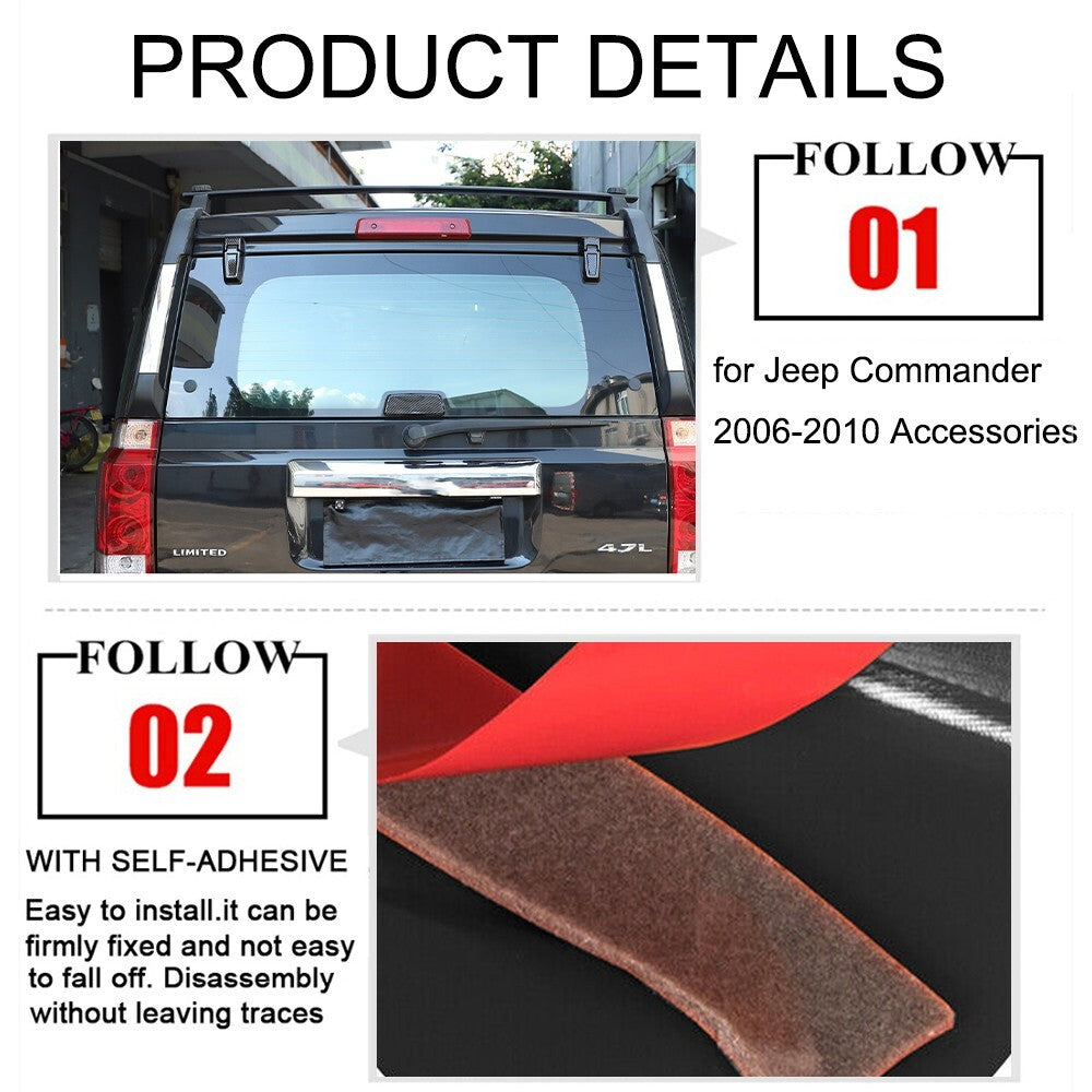 Tailgate Rear Window Glass Hinge Cover Trim for Jeep Commander 2006-2010 Carbon