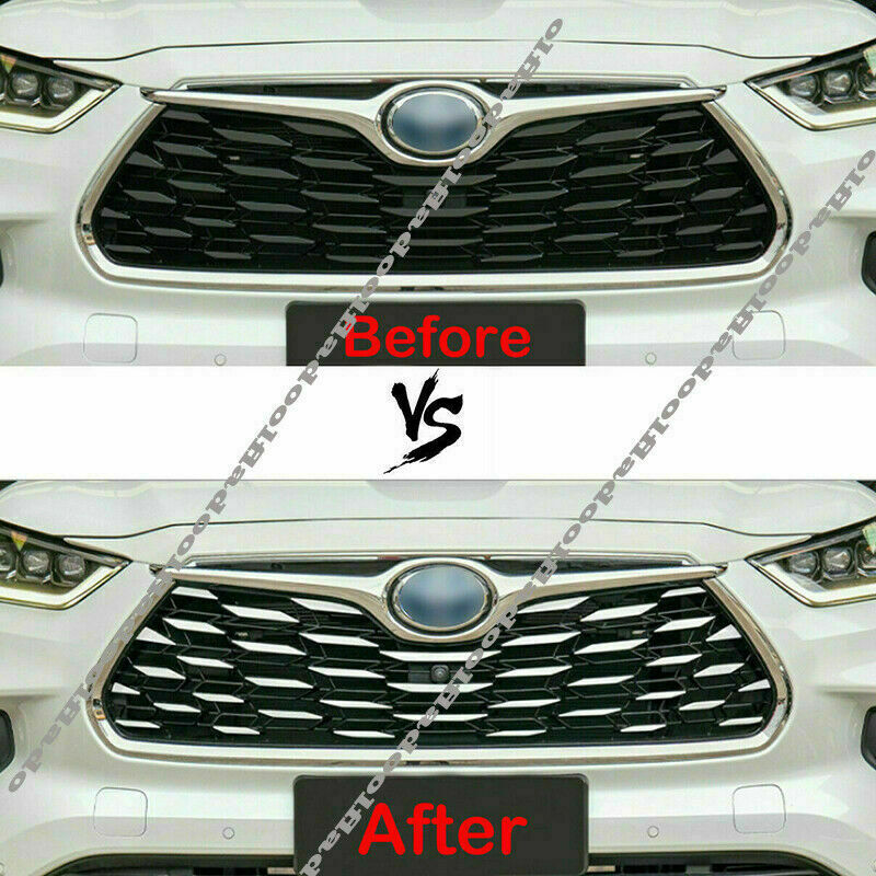 1Set Chrome Front Center Grille Strip Decal Trim for Toyota Highlander 2020-2023