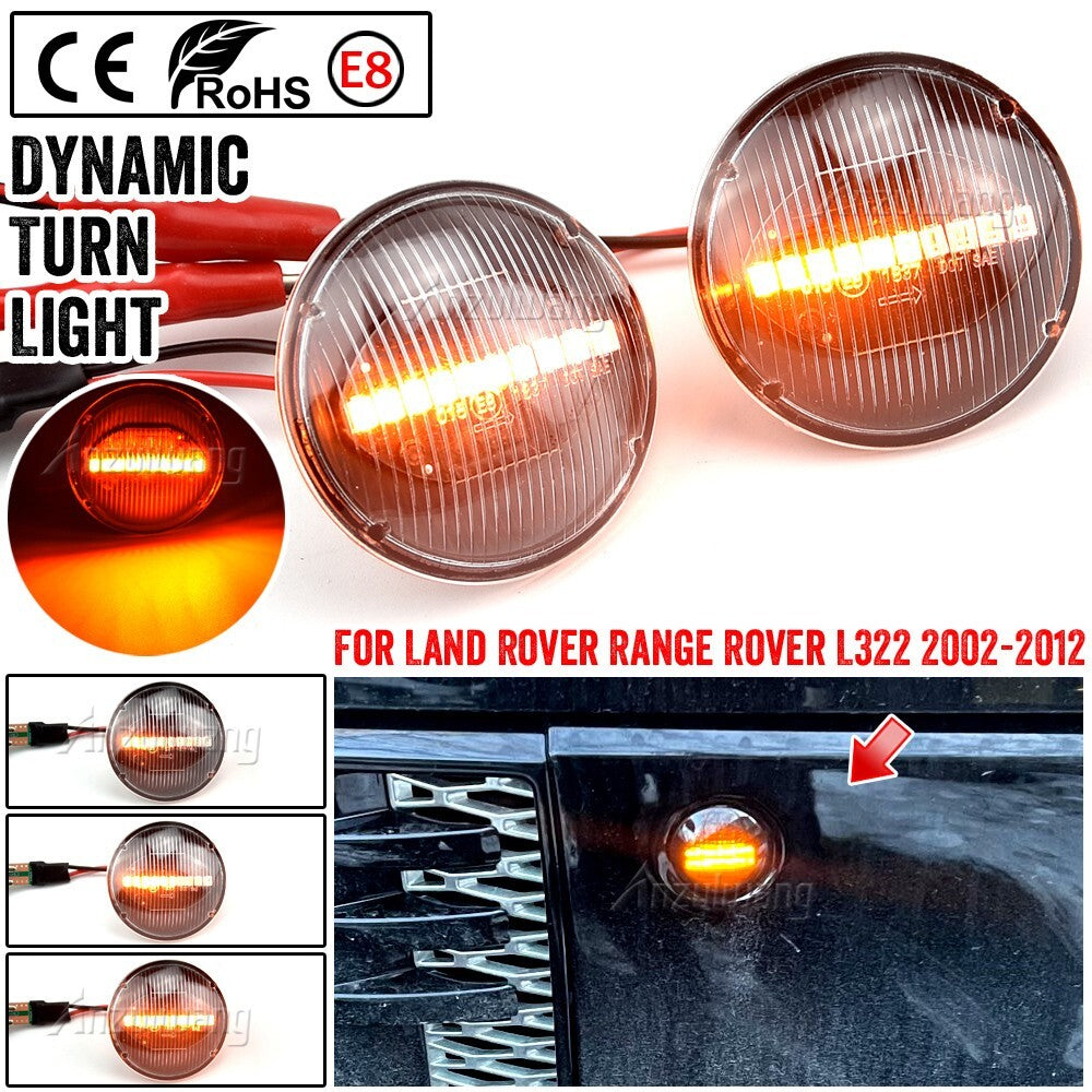 Dynamic Smoked LED Side Marker Turn Signal Lights For 2002-2012 for Range Rover L322