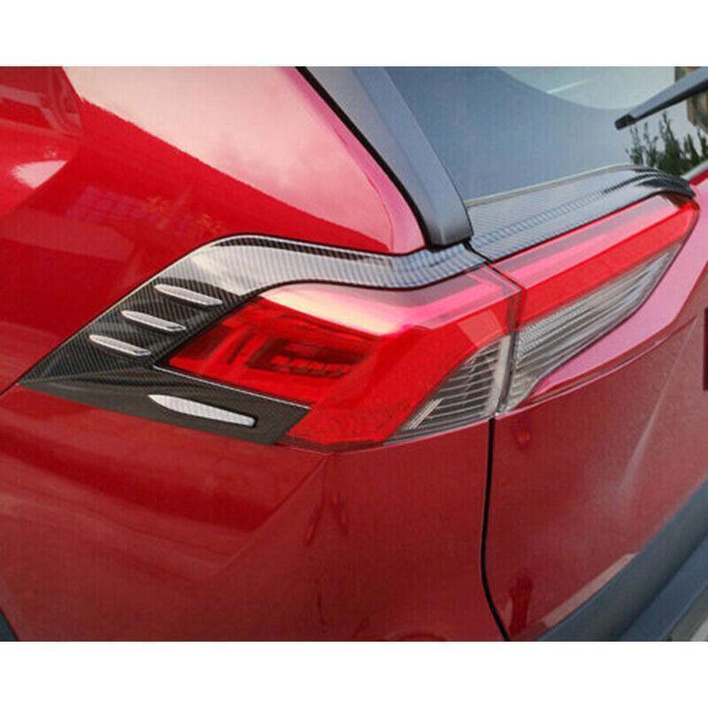 for Toyota RAV4 19-2023 Carbon Fiber Rear Tail Light Lamp Frame Cover Trim 4PCS