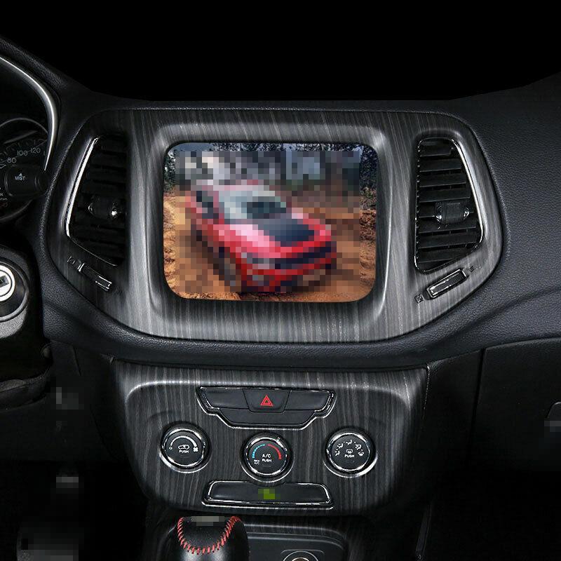 Central Console Navigation Panel Trim Fit for Jeep Compass 2017-2020 Wood Grain