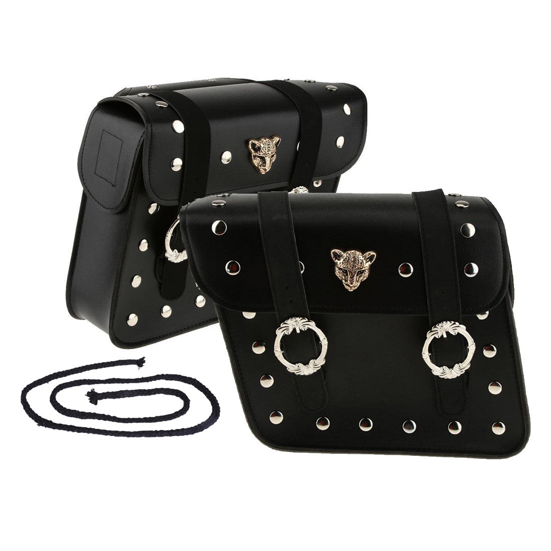 2X Universal Motorcycle PU Leather Saddle bag Pouch Laugge Bag for Harley for Honda Q