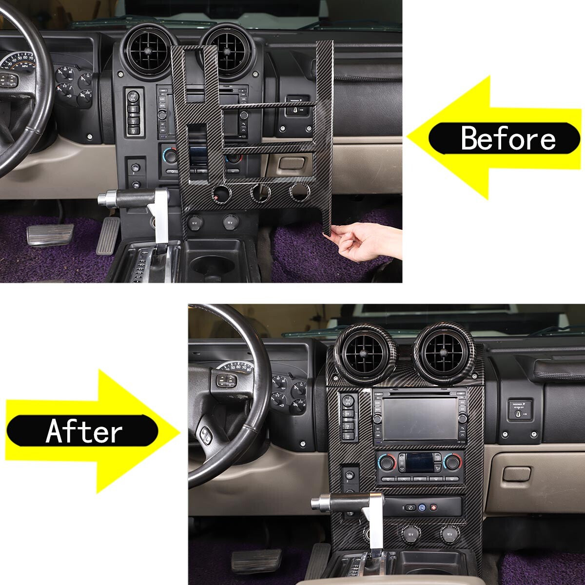21-Piece Carbon ABS Control Door Internal Switch Knob Cover for Hummer H2 (2003-2007)