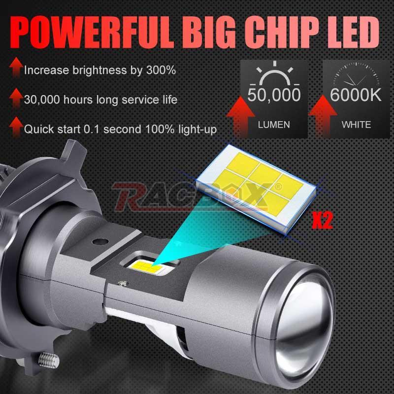 H4 6000K for Mini Bi-LED Projector LED Lens LHD Hi/Lo Beam Bulb Headlight Retrofit
