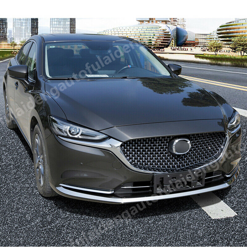 for Mazda 6 Atenza 2018-2021 Glossy Silver Front Bumper Lower Trim Strips Covers