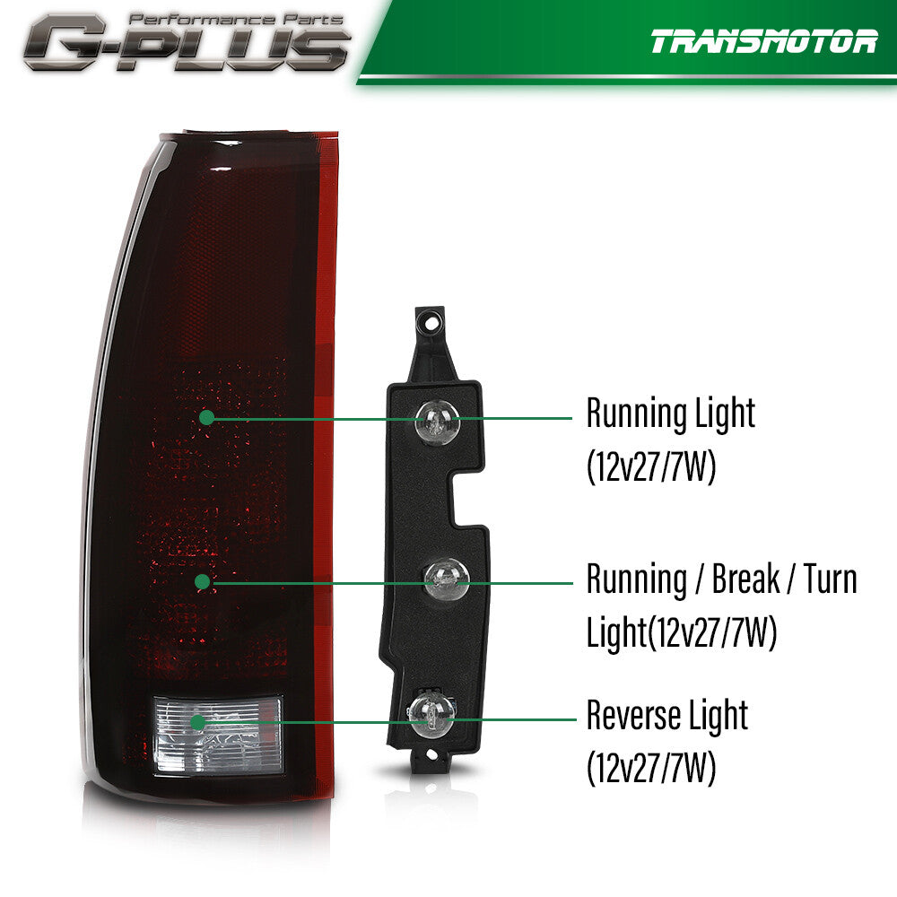 Smoke Tail Light Fits 1988 - 1999 for / for GMC Silverado Tahoe for Sierra with Bulb - v