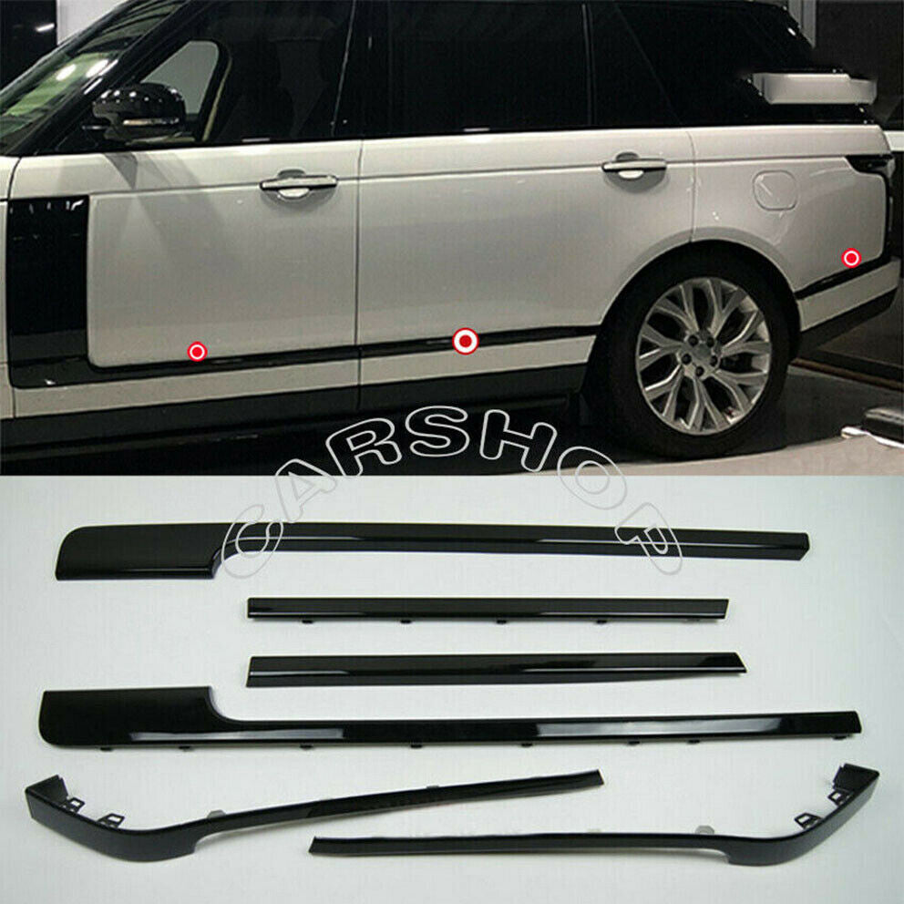 6pcs Black Door Side Molding Trim Strip Kit for Range Rover Vogue L405 2013-2021