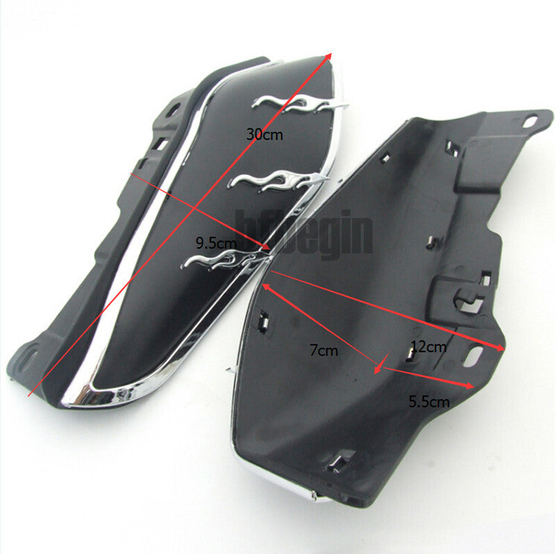 2-Piece Mid-Frame Air Deflector Heat Cover Trim for Harley Road Glide 2009-12 Black