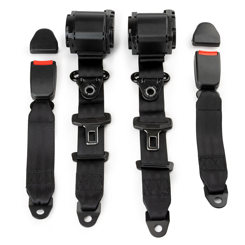2 Retractable 3 Point Safety for Seat Belt Straps Car Vehicle Adjustable Belt Kit Q