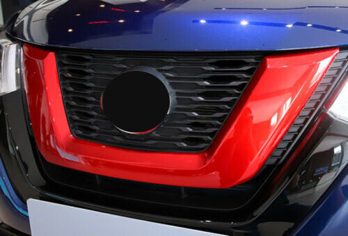 for Nissan Rogue 2017-20 Gloss Red ABS Front Center Mesh Grille Frame Cover Trim