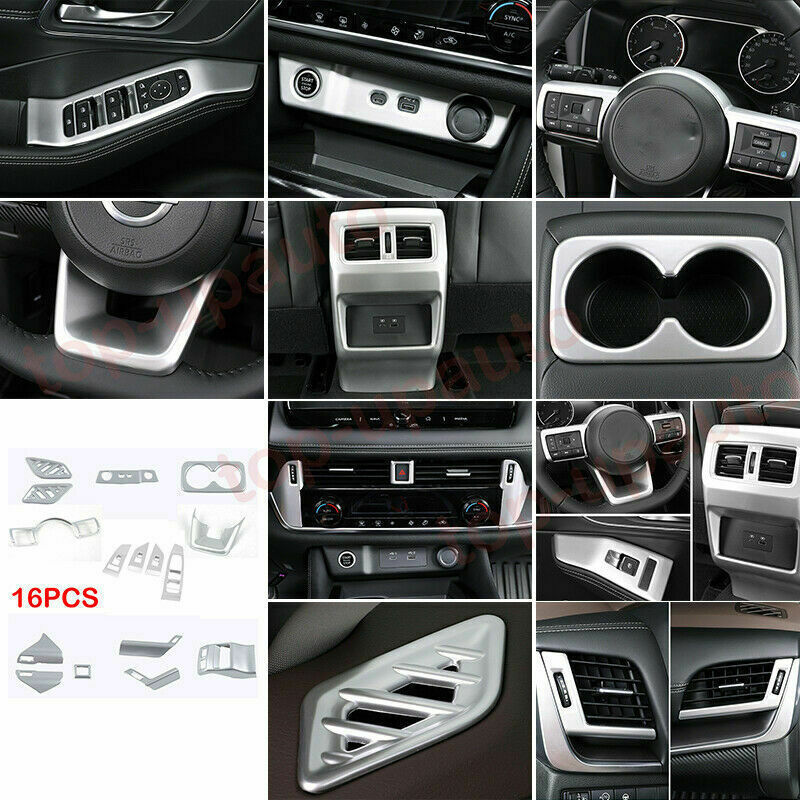 16P for Nissan Rogue 2021-2023 Silver Interior Accessories Kit Cover Trim Decor