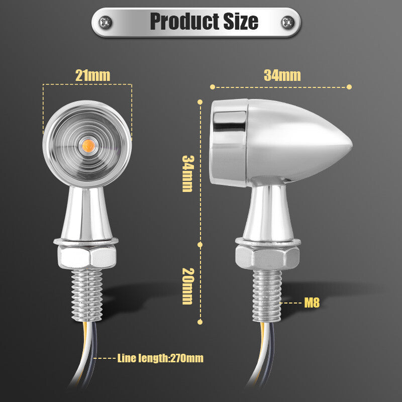 Motorcycle Bullet LED Turn Signal Indicator Amber White Running Blinker Light