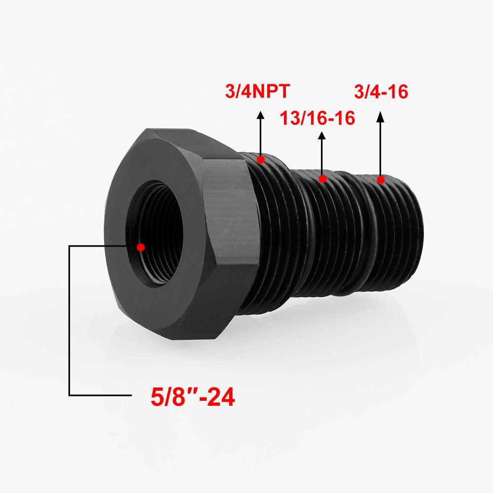 2-pack 5/8-24 to 3/4-16, 13/16-16, 3/4 NPT automotive threaded oil filter adapters