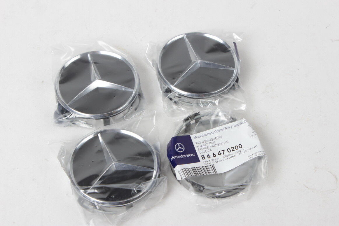 wheel center hubcap star-patterned black chrome protective cover 4-piece set for MERCEDES B66470200