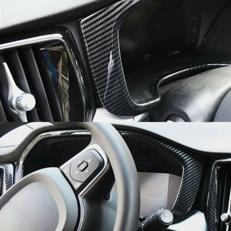 for Volvo XC60 2018 2019 2020 2021 Carbon Fiber Front Dahsboard Frame Cover Trim