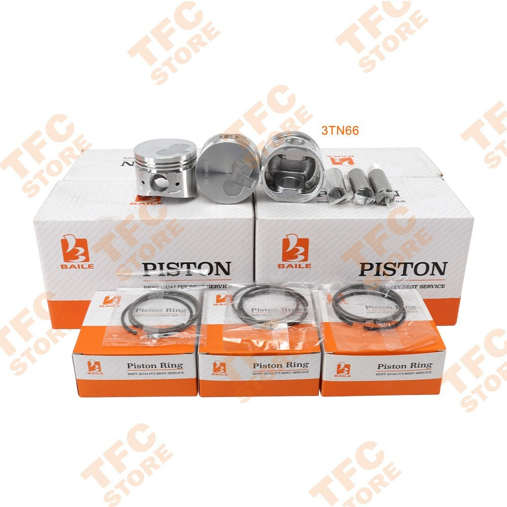 3 Sets STD Piston Kit ( Pin Clip ) Ring for Yanmar 3TN66 Engine New