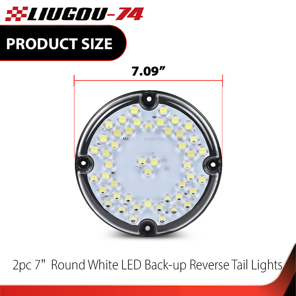 Suitable for school bus Transit Vehicle 7-inch circular white LED backup reverse taillights- v