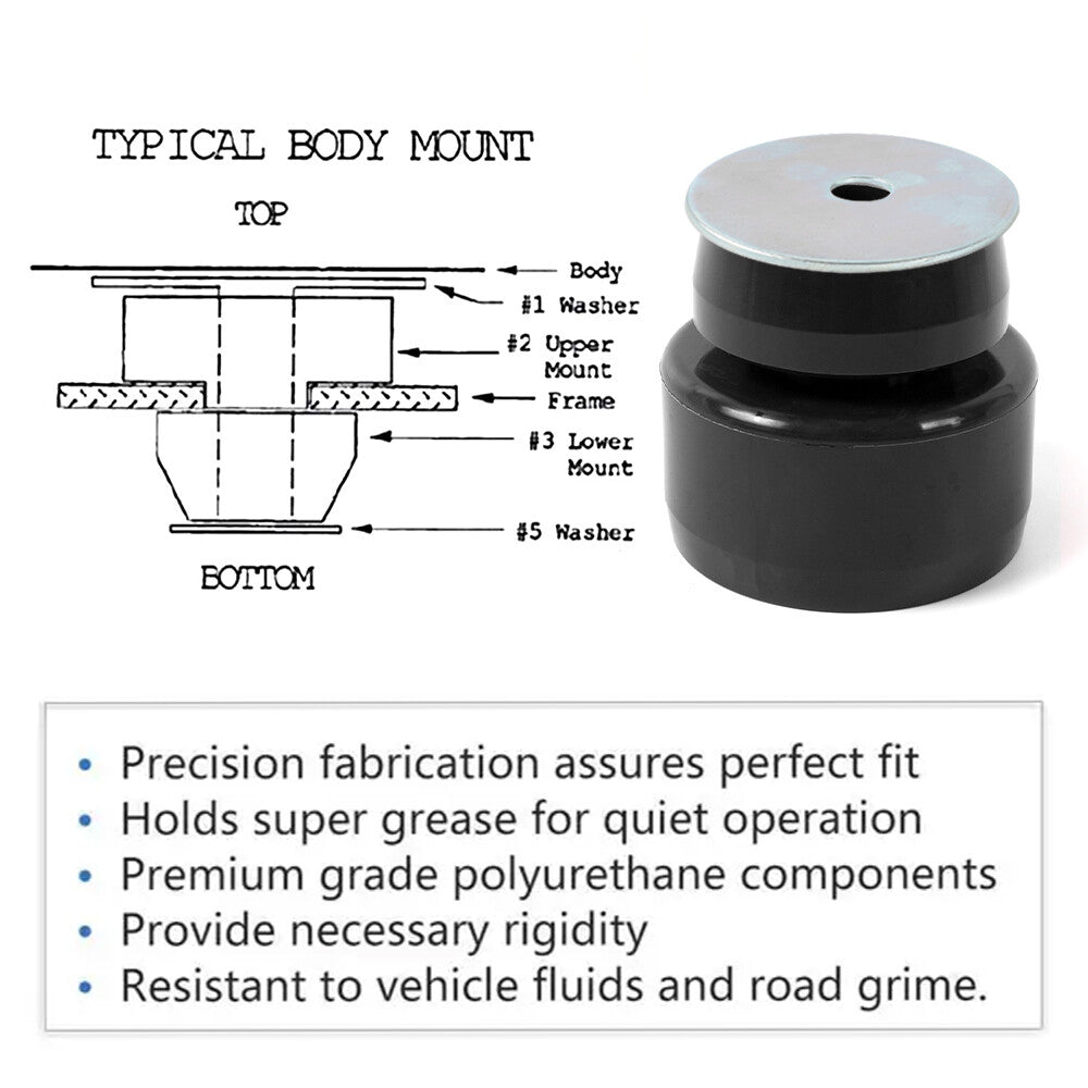 Black Body Cab Mount Bushing Kit For 99-14 for Chevy Silverado for GMC for Sierra 1500/2500