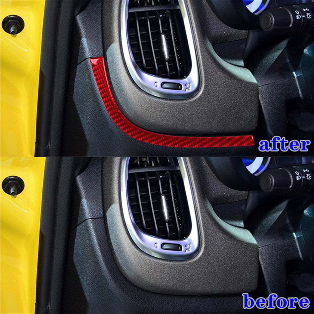 Red Carbon Fiber Below Driver Side Air Vent Cover Trim Strip For 14-17 for Fiat 500L