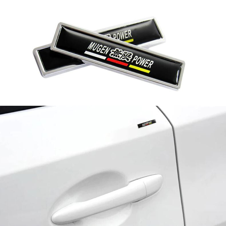 2-Piece Car Side Fender Stickers, Rear Boot Badges, Mugen, Black, for Honda