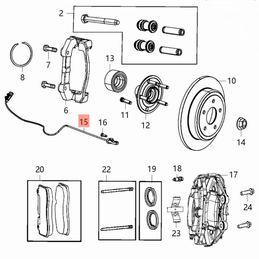 5154230AC ABS Wheel Sensor for Jeep Grand Cherokee for Dodge Durango 11-24 Q