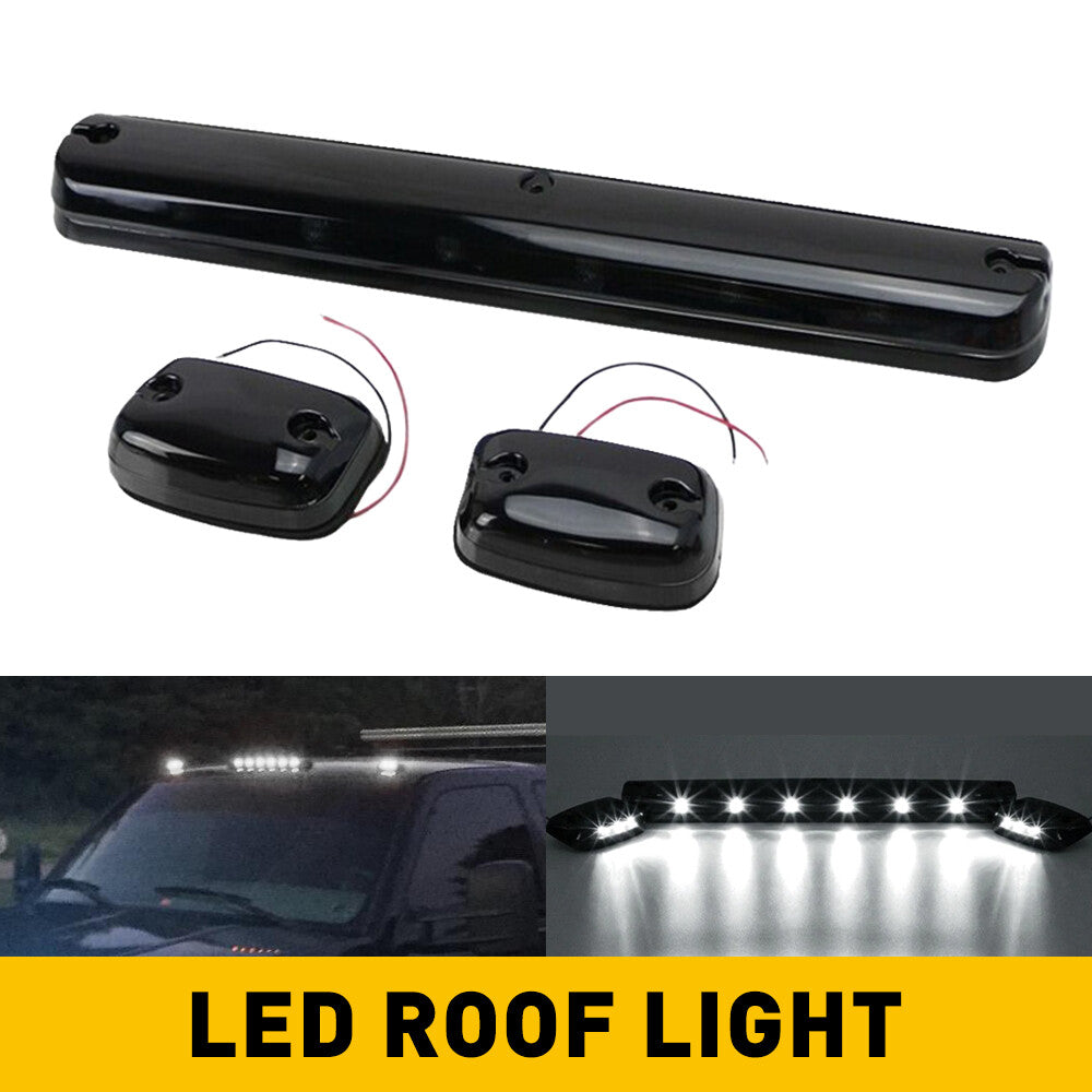 3 Pack Smoke Cab Roof Running LED White Lights for 02-07 for Silverado for GMC for Sierra - v