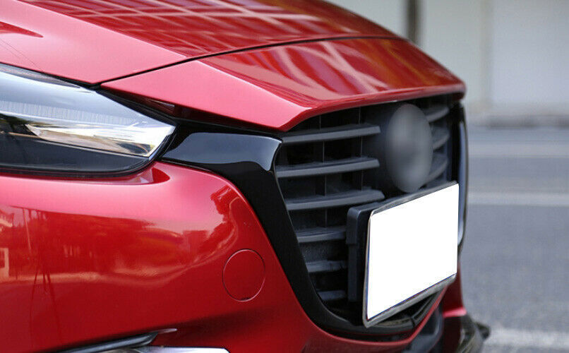 2P Glossy Black Front Bumper Grille Frame Trim Cover for Mazda 3 Axela 2017-2018
