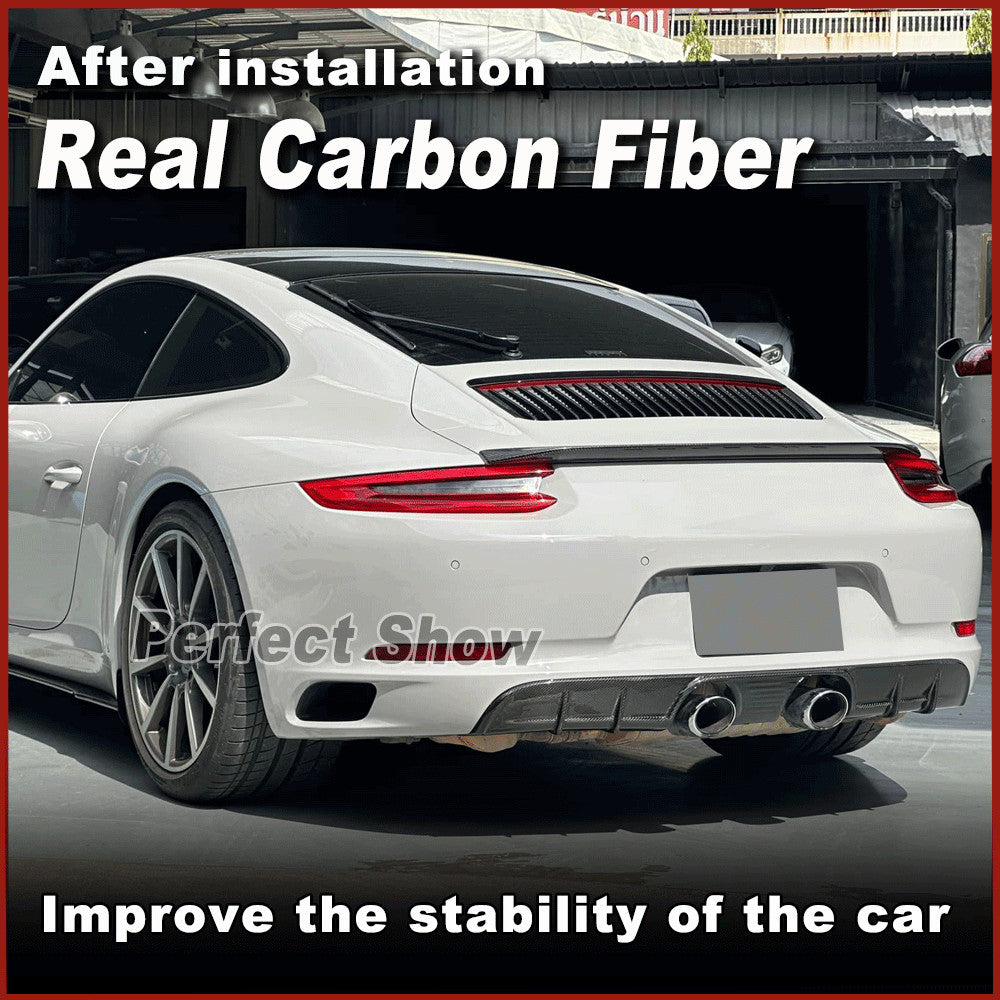 Fit for Porsche 911 991 2012-2018 REAL Carbon Rear Trunk Wing Boot Spoiler Lip