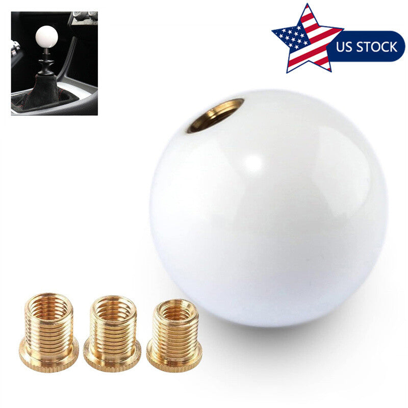Glossy White Round Ball Universal Acrylic Shift Knob Manual Gear Shifter Head