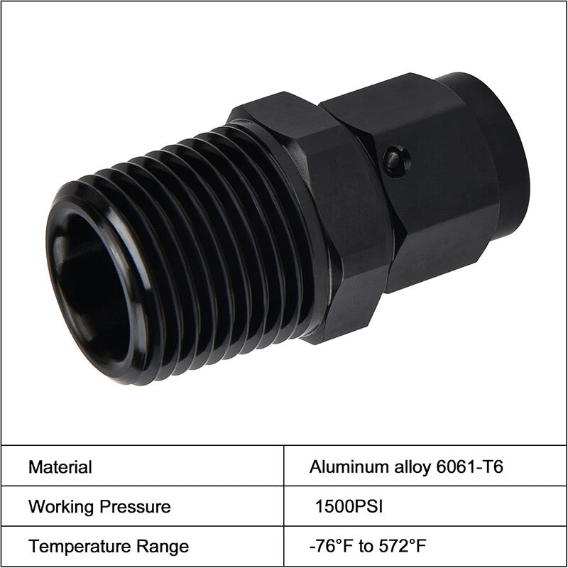6AN AN6 Female Flare to 1/2NPT Male Straight Swivel Adapter Fitting Aluminum