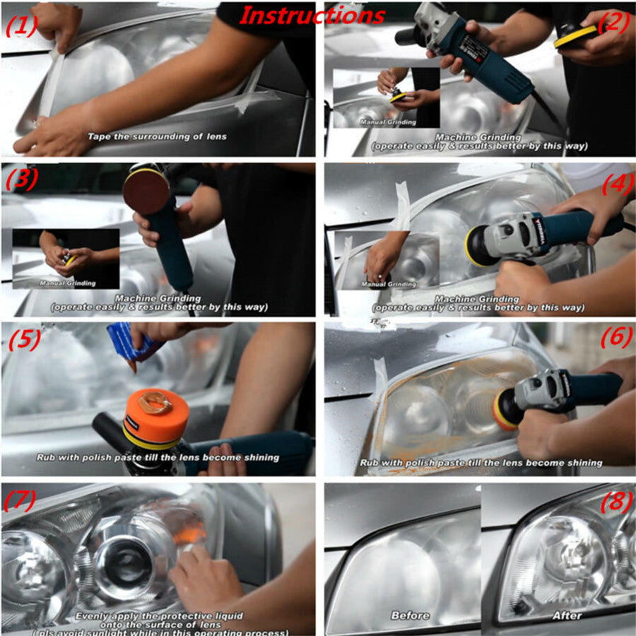 Headlamp Renewer Removes Yellow Stain Headlight Lens Restoration Repair System Q