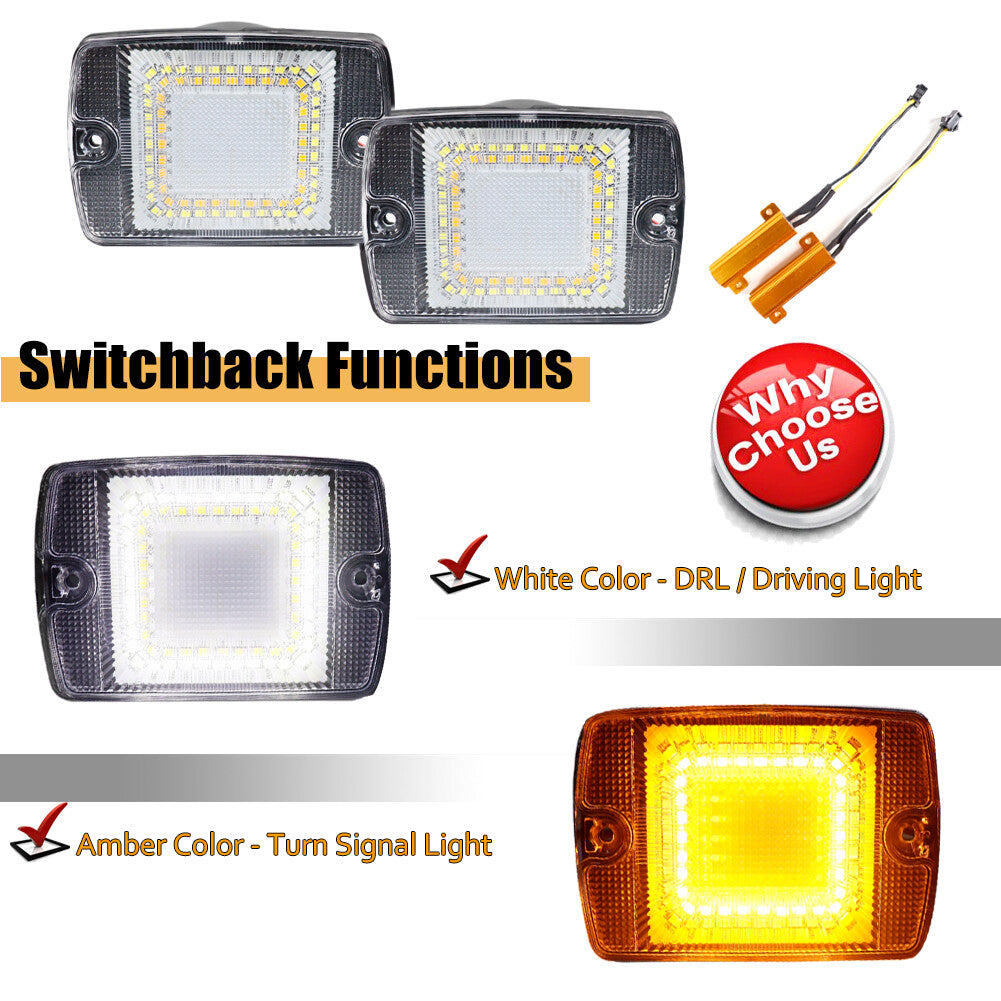 Pack Turn Signal LED Light Replacement for for Jeep for Wrangler YJ 1987-1995 Clear Lens - v