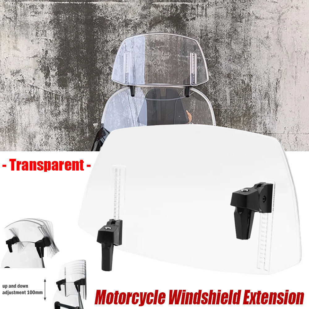 Clear Motorcycle Adjustable Clip On Windshield Extension Spoiler Wind Deflector Q