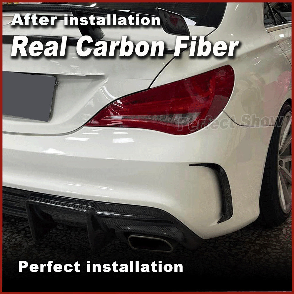 REAL CARBON Rear Bumper Fender Vents Fins for BENZ C117 CLA250 CLA45 2013-19