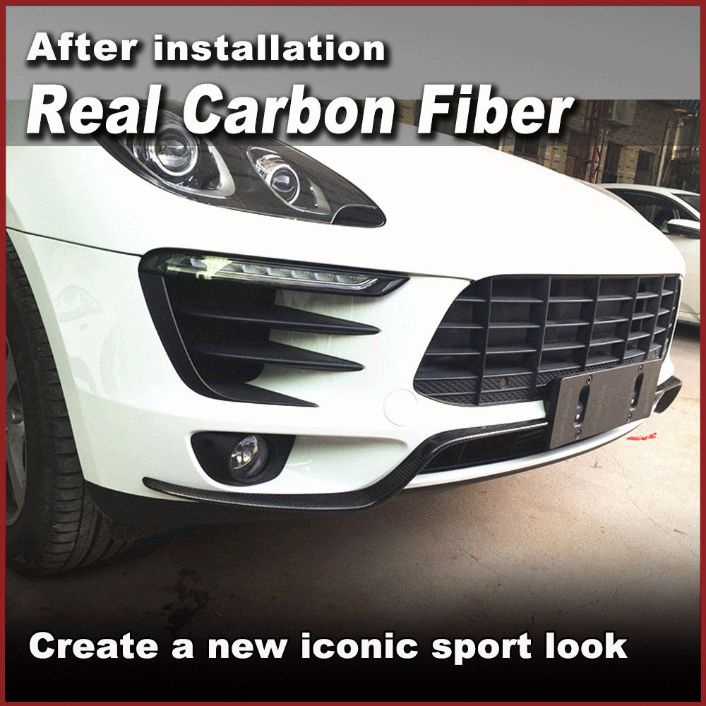 Fit for Porsche Macan 2014-2017 REAL Carbon Front Bumper Fins Fender Vent Wing