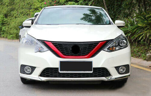 2016-2019 for Nissan Sentra Glossy Red Front Grill Molding Trim Strip Cover 1Pcs