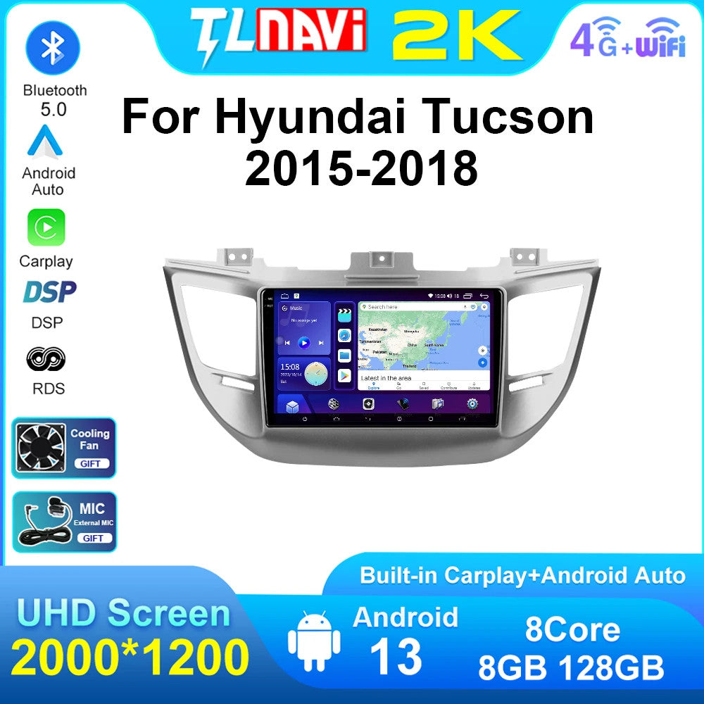 for Hyundai for Tucson 2015-2018 Android Auto CarPlay Car Radio Stereo GPS Screen BT
