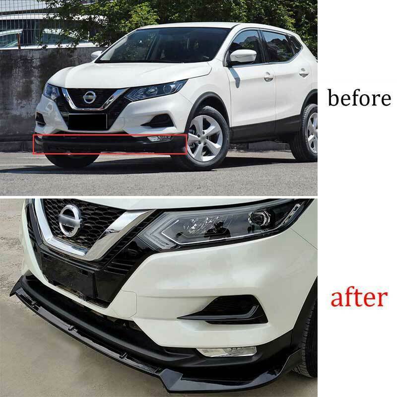 for Nissan Rogue 2017-2021 Glossy Black Front Bumper Lip Body Spoiler Guard 3X