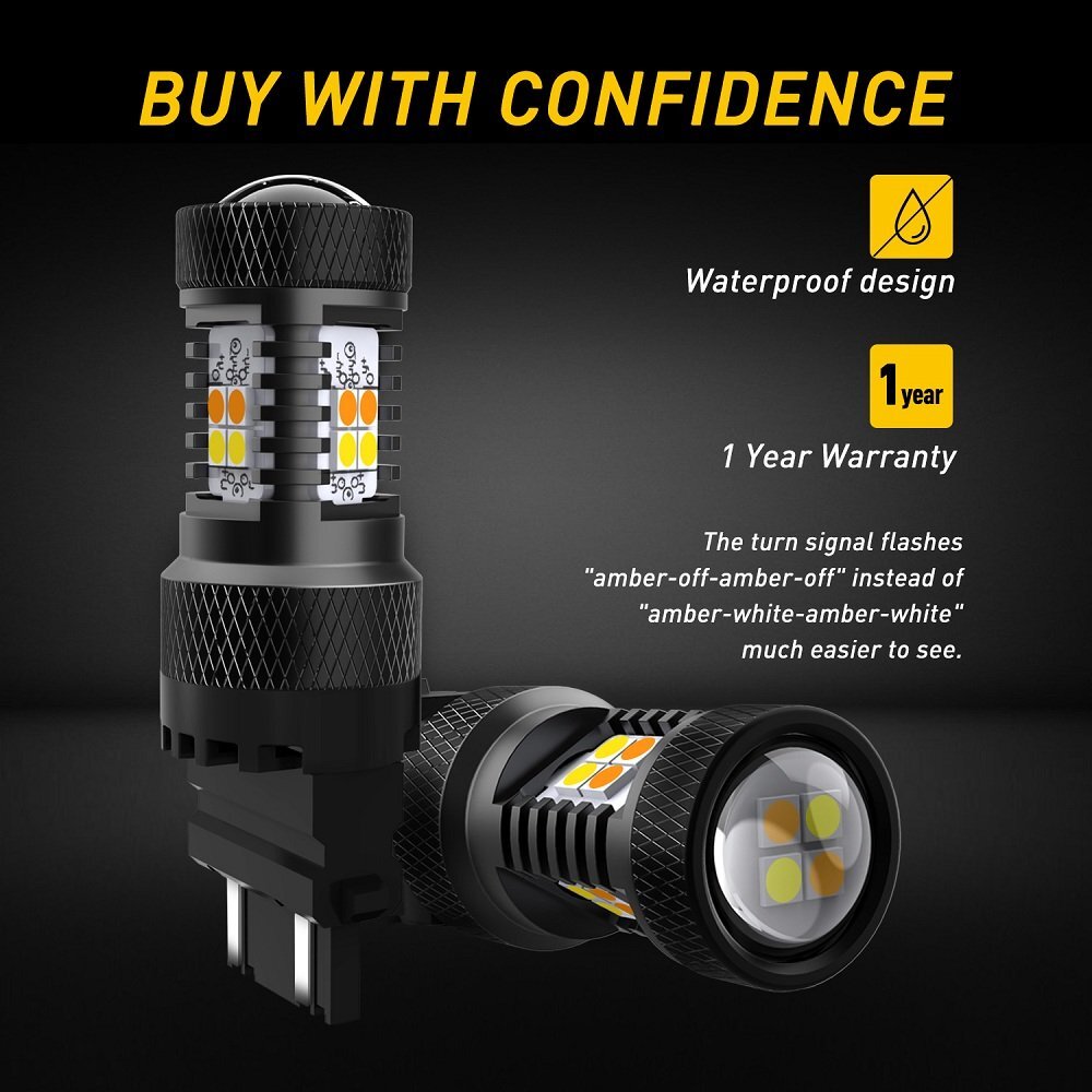 3157 CK Bracket Socket 30 Chip 16LED White/Amber Switch Turn Signal Light - v