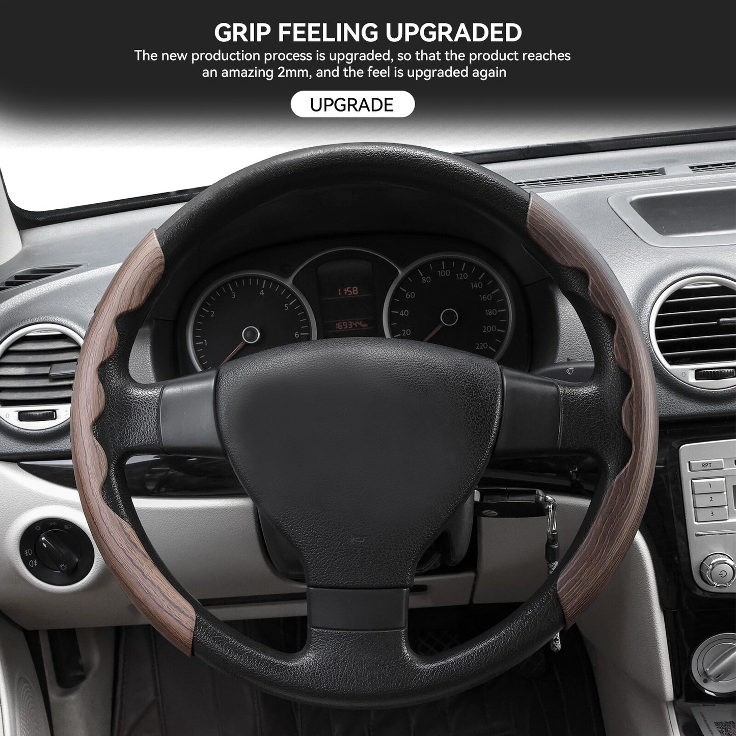 1 Pair Universal Steering Wheel Cover Booster Wood Grain Anti-slip Accessories