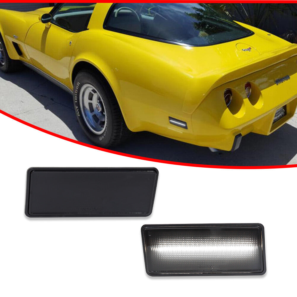 For 1974 - 1979 for Corvette C3 Smoked Lens F/R Side Marker Lights White LED 2PCS- v