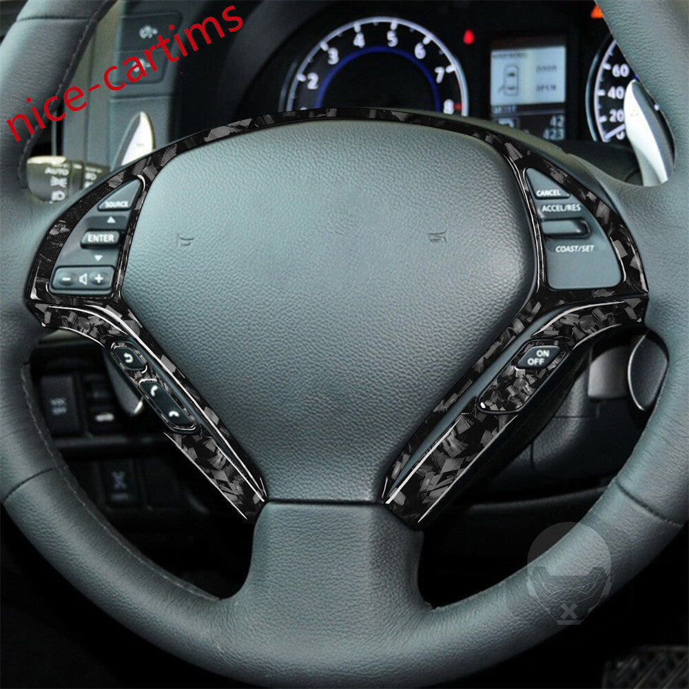 8¡ÁForged Carbon Steering Wheel Button Cover for Infiniti G37 2007-13 G35 G25 Q60