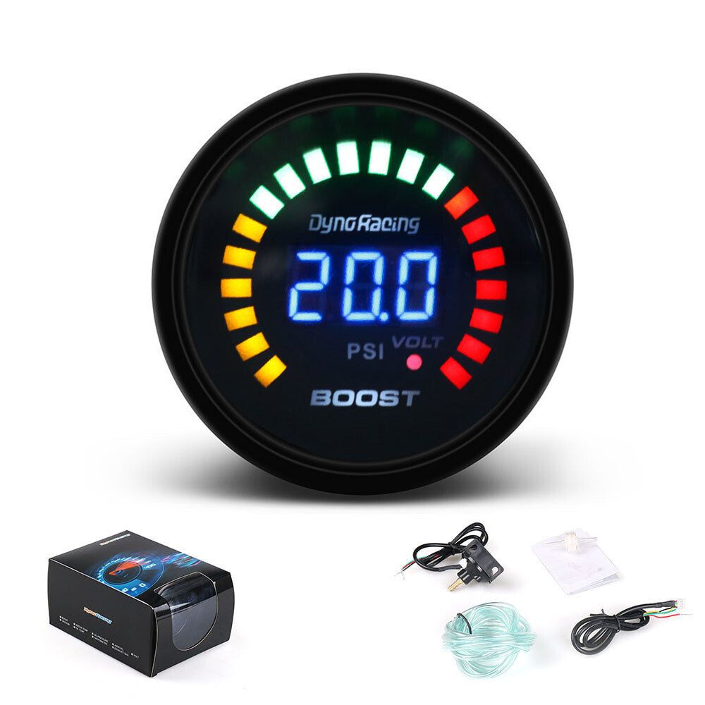 2 52mm Turbo Boost Gauge Digital Analog LED Pressure Meter Psi Smokers Face
