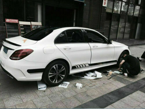 Black side sill racing vinyl sticker for Mercedes A C CLA E S CLS