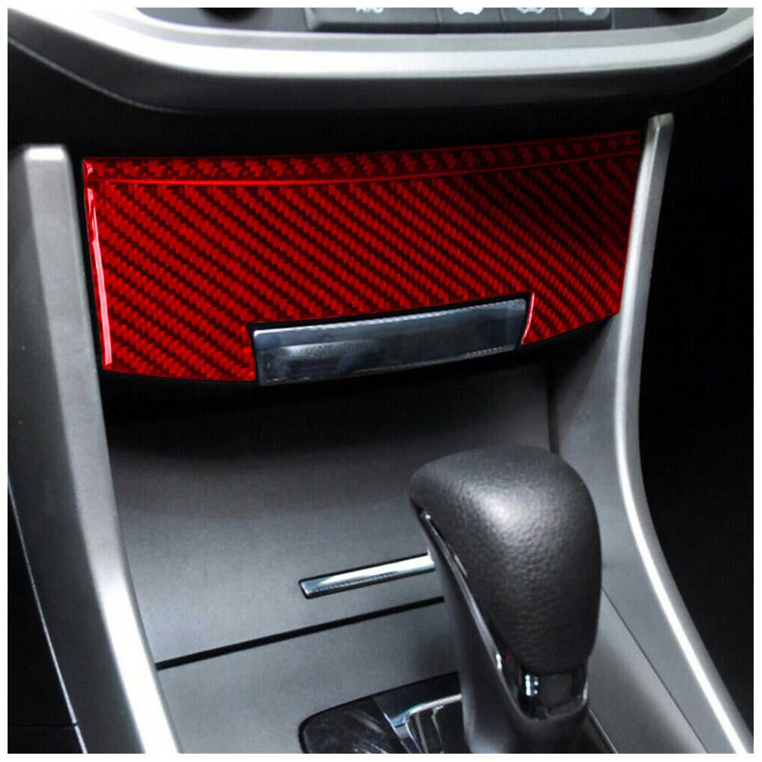 Red Carbon Fiber Central Control Storage Box Panel Trim for Honda Accord 2013-17