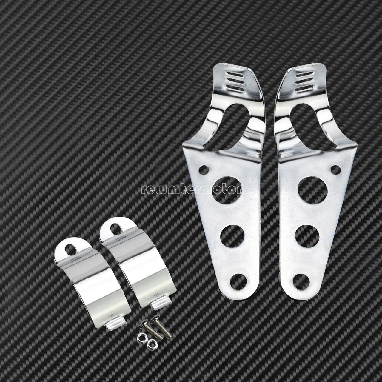 28mm-34mm Chrome Front Fork Ear Headlight Mount Brackets Motorcycle Chopper Cafe