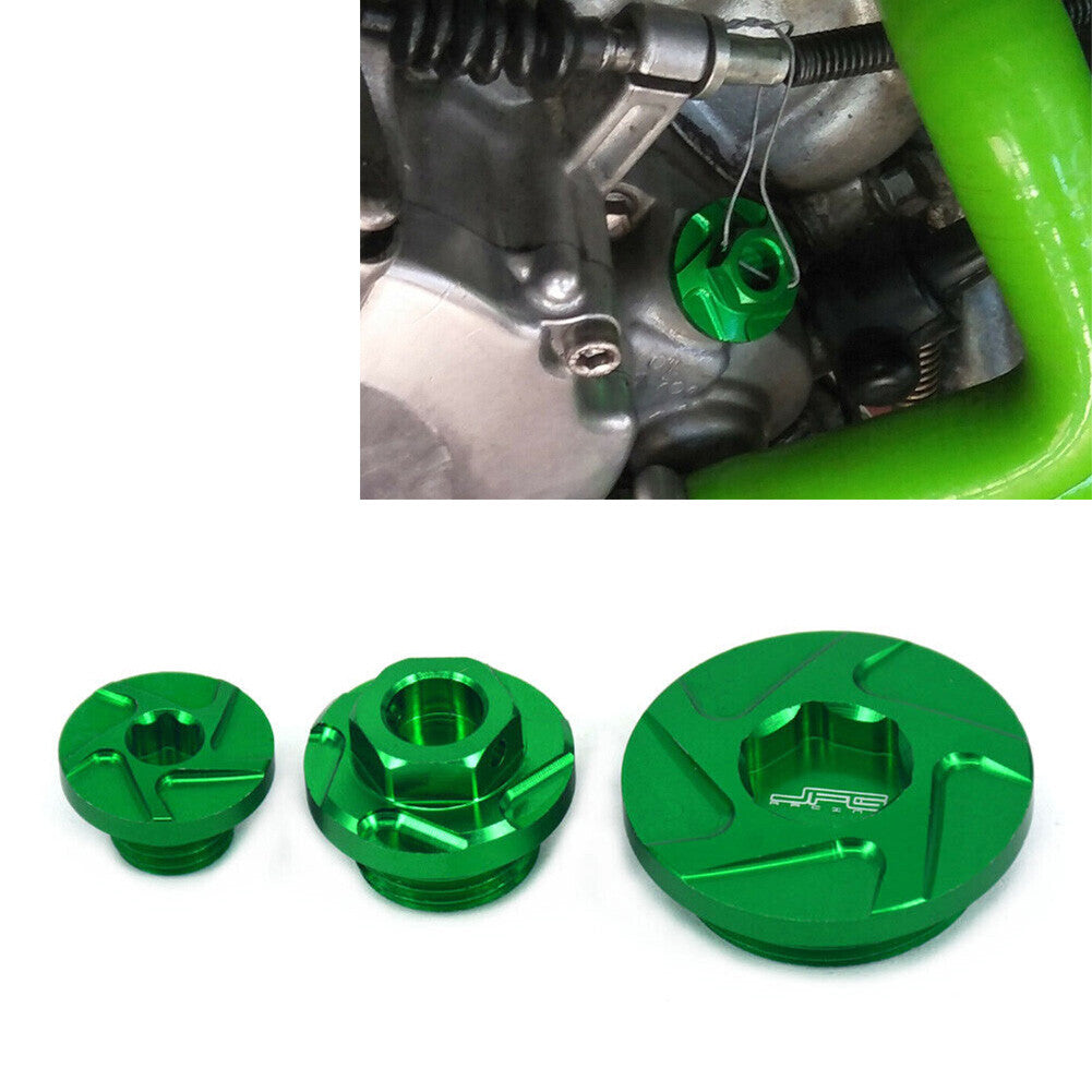 CNC Engine Timing Oil Filter Plugs 3 Pieces fits for Kawasaki KX250 KLX450R