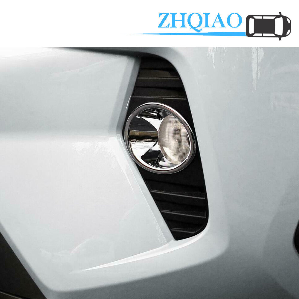 2PCS Circle Chrome ABS Front Fog Light Lamp Cover Trim Fit for Toyota RAV4 2019-2020