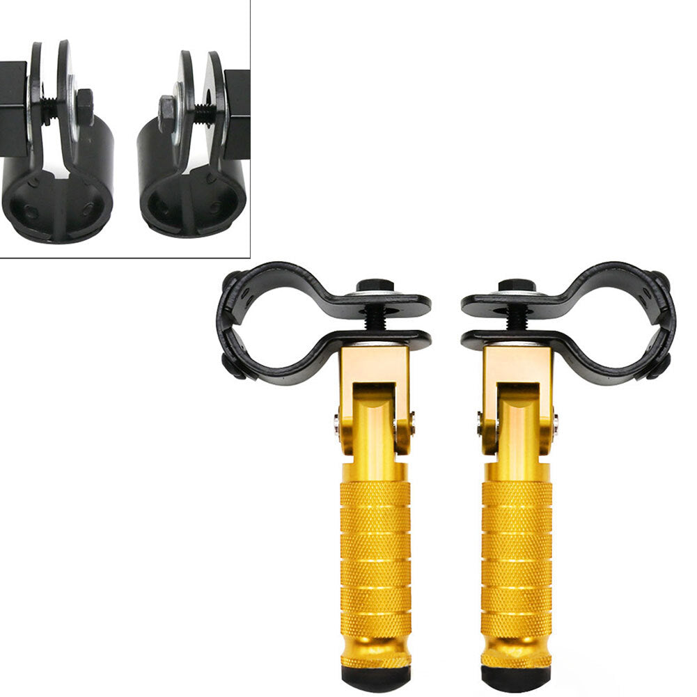 2x Gold Motorcycle Folding Rear Footpeg Kit Footrests Foot Peg Pedals 30mm-32mm