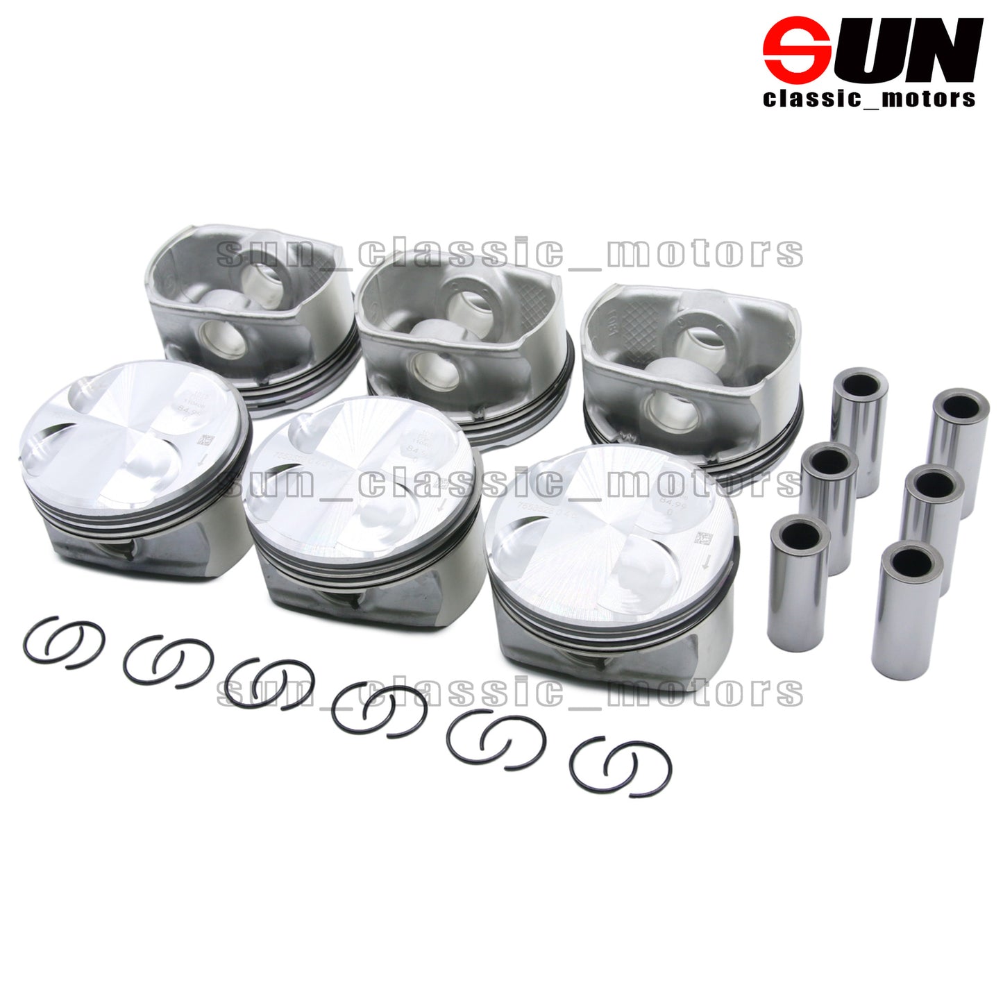 6-Piece Piston and Ring Set 10.7:1 for E82 E88 E90 128i 328i 3.0L N52B30A-